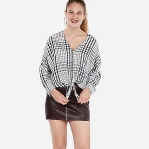 NWT Express plaid tie front shirt